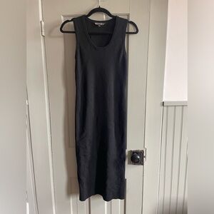 Athleta Black ribbed Midi Dress size Small merino wool blend